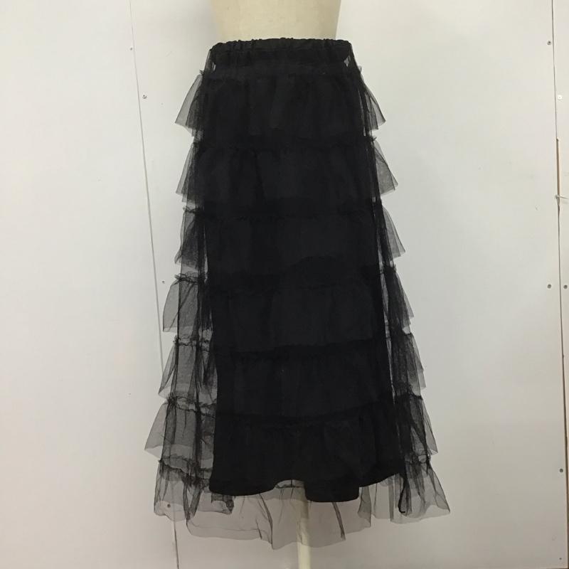 ローリーズファーム LOWRYS FARM スカート ロングスカート LF523016MC チュール フリル FREE 無地 黒 / ブラック /  レディース USED 古着 中古 10126473