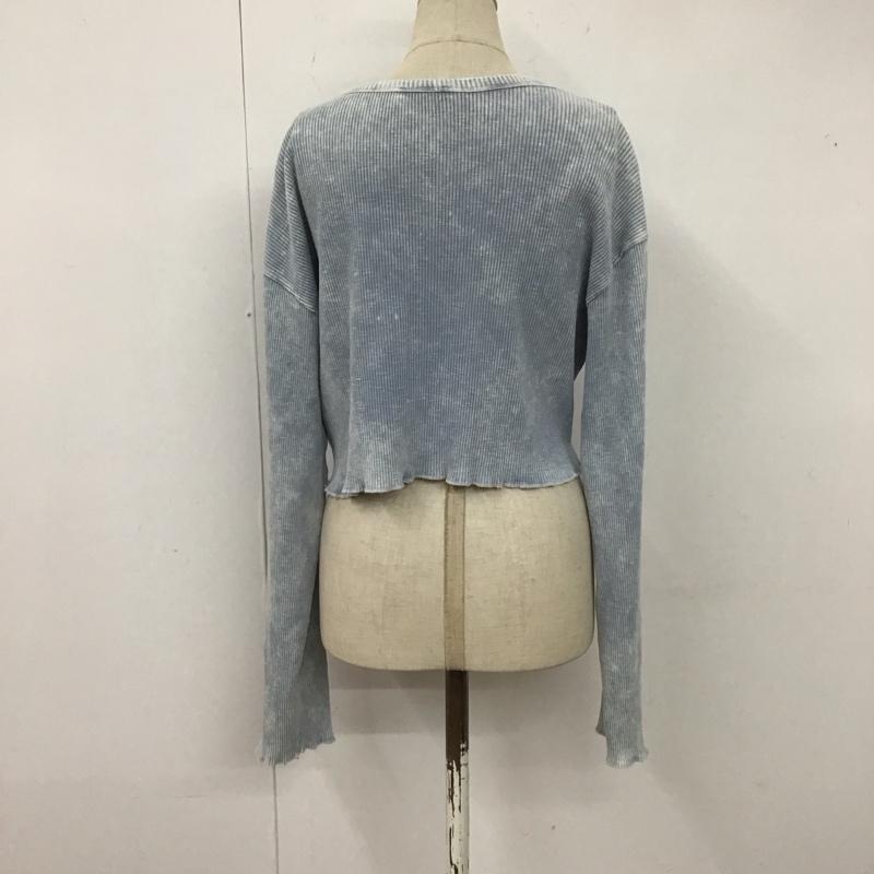 ザラ ZARA カットソー 長袖 6050 313 805 リブ クロップド丈 ショート丈 M 無地 水色 / ライトブルー /  レディース USED 古着 中古 10126486