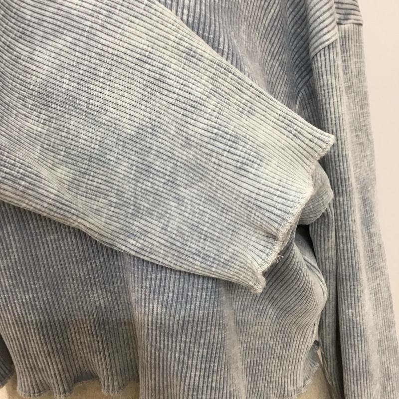 ザラ ZARA カットソー 長袖 6050 313 805 リブ クロップド丈 ショート丈 M 無地 水色 / ライトブルー /  レディース USED 古着 中古 10126486