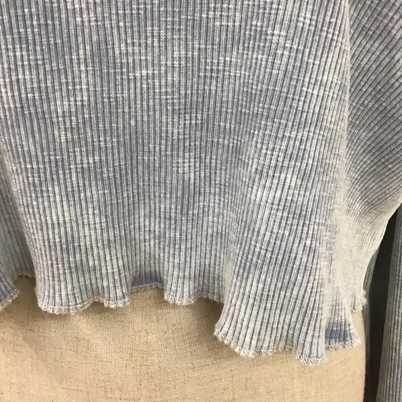 ザラ ZARA カットソー 長袖 6050 313 805 リブ クロップド丈 ショート丈 M 無地 水色 / ライトブルー /  レディース USED 古着 中古 10126486