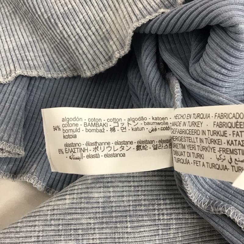 ザラ ZARA カットソー 長袖 6050 313 805 リブ クロップド丈 ショート丈 M 無地 水色 / ライトブルー /  レディース USED 古着 中古 10126486
