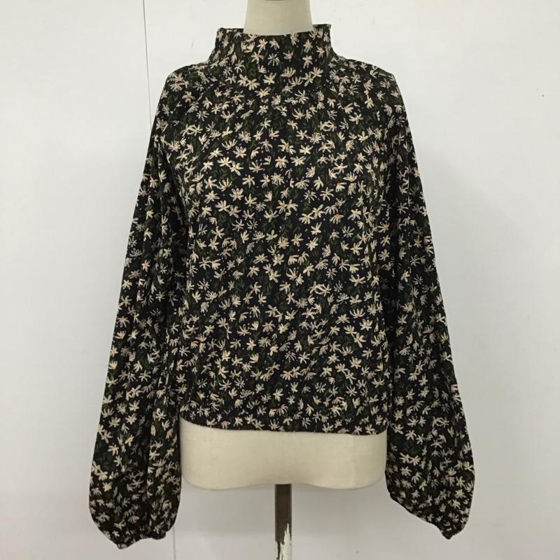 ザラ ZARA カットソー 長袖 5580 151 330 プルオーバーブラウス スタンドネック L 花柄 黒 / ブラック /  レディース USED 古着 中古 10126487