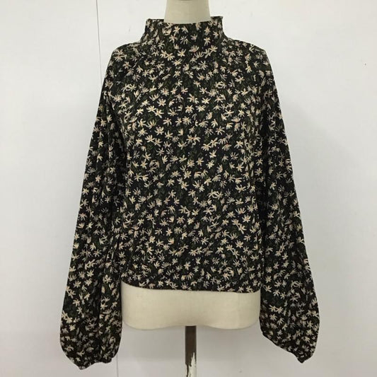 ザラ ZARA カットソー 長袖 5580 151 330 プルオーバーブラウス スタンドネック L 花柄 黒 / ブラック /  レディース USED 古着 中古 10126487