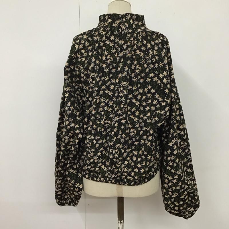 ザラ ZARA カットソー 長袖 5580 151 330 プルオーバーブラウス スタンドネック L 花柄 黒 / ブラック /  レディース USED 古着 中古 10126487