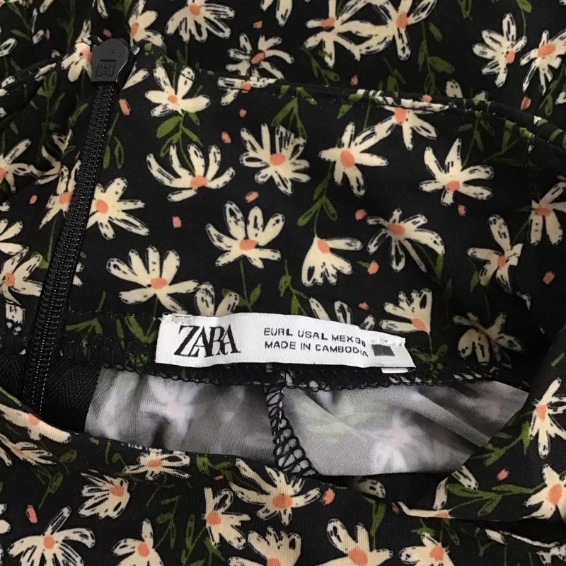 ザラ ZARA カットソー 長袖 5580 151 330 プルオーバーブラウス スタンドネック L 花柄 黒 / ブラック /  レディース USED 古着 中古 10126487