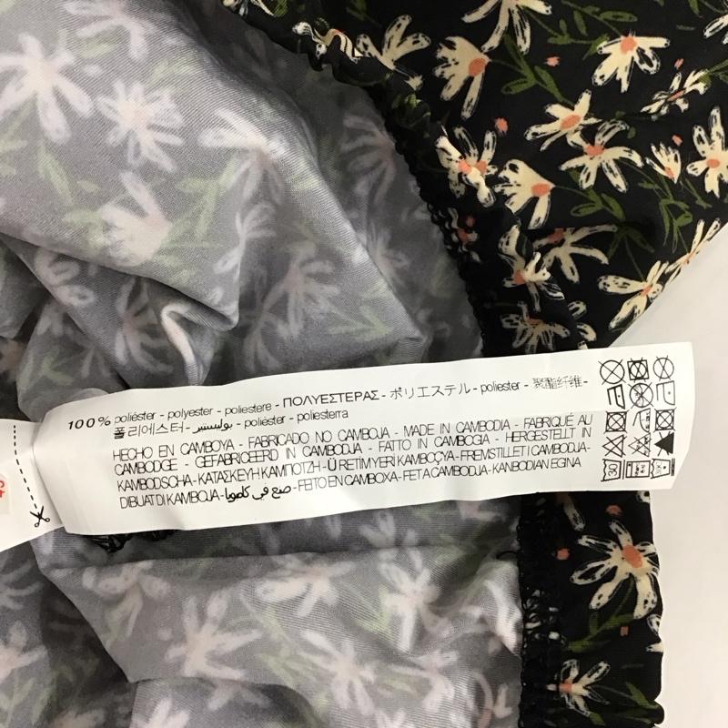 ザラ ZARA カットソー 長袖 5580 151 330 プルオーバーブラウス スタンドネック L 花柄 黒 / ブラック /  レディース USED 古着 中古 10126487