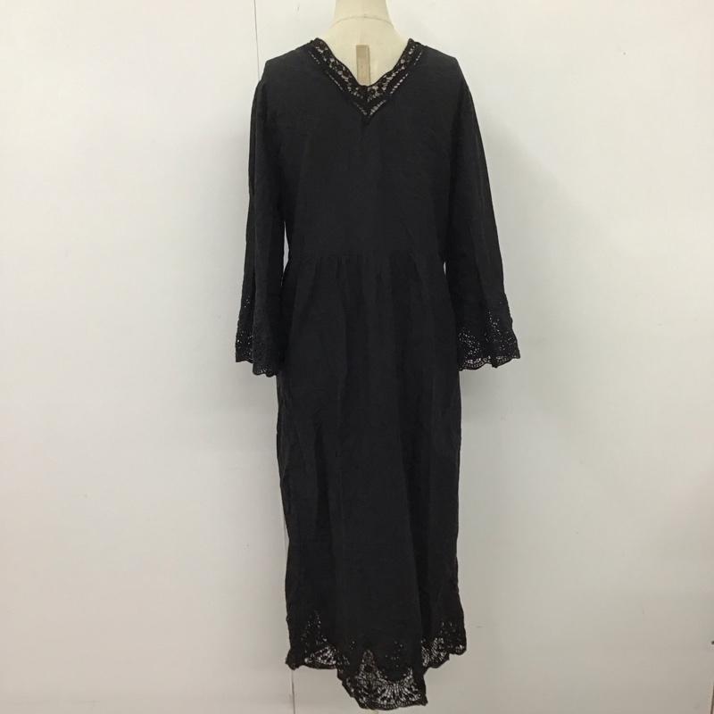 スローブイエナ SLOBE IENA カーディガン 七分袖 ロングカーディガン 前開き 長袖カーディガン 無地 黒 / ブラック /  レディース USED 古着 中古 10126492