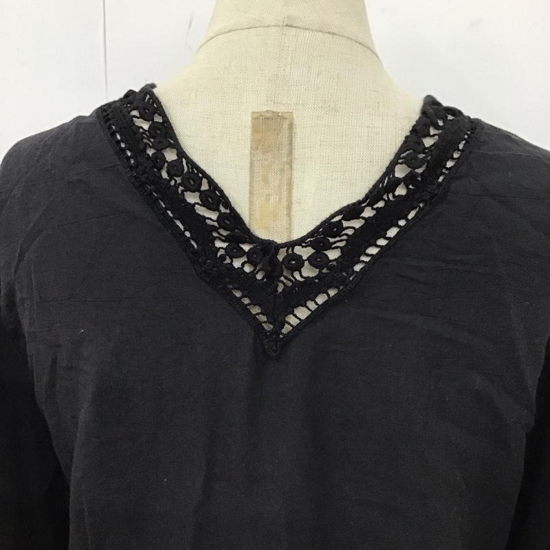 スローブイエナ SLOBE IENA カーディガン 七分袖 ロングカーディガン 前開き 長袖カーディガン 無地 黒 / ブラック /  レディース USED 古着 中古 10126492