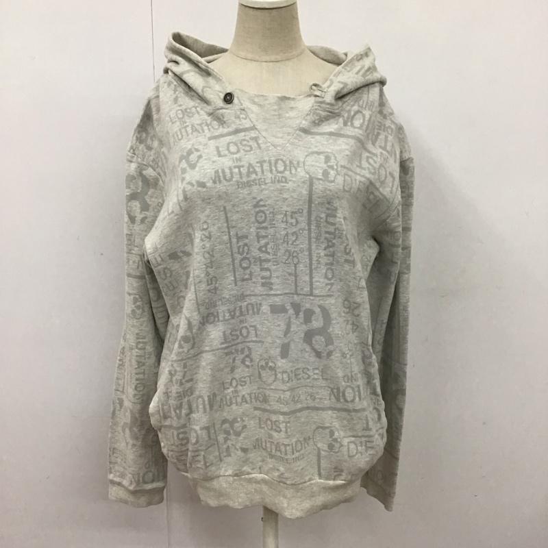 ディーゼル DIESEL パーカー 長袖 長袖パーカー プルオーバーパーカー スウェット XS プリント 灰 / グレー /  レディース USED 古着 中古 10126495