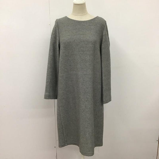 ナチュラルビューティーベーシック NATURAL BEAUTY BASIC ワンピース ロングスカート 長袖ロングワンピース クルーネック タイトワンピース M 無地 灰 / グレー /  レディース USED 古着 中古 10126496