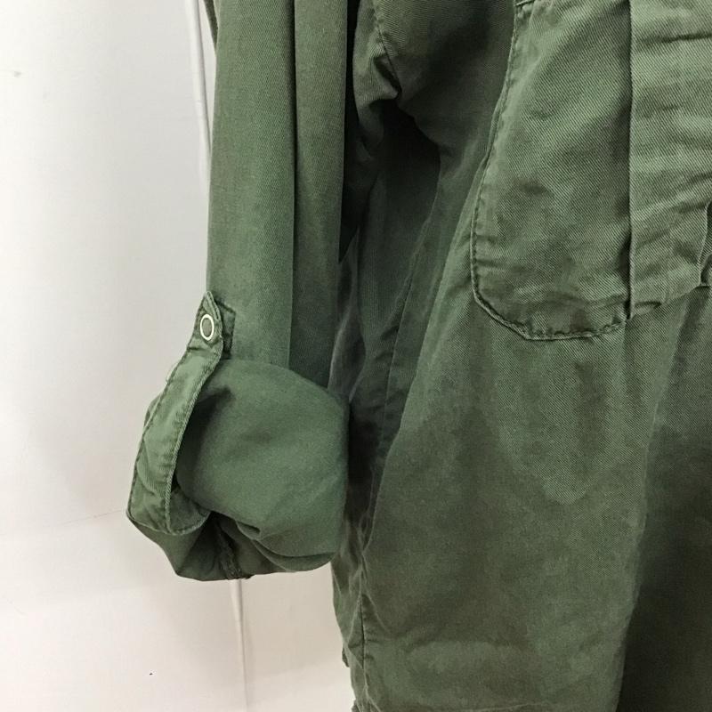 ザラ ZARA シャツ、ブラウス 長袖 長袖シャツ 無地シャツ カラーシャツ ミリタリーシャツ M 無地 カーキ / カーキ /  レディース USED 古着 中古 10126498