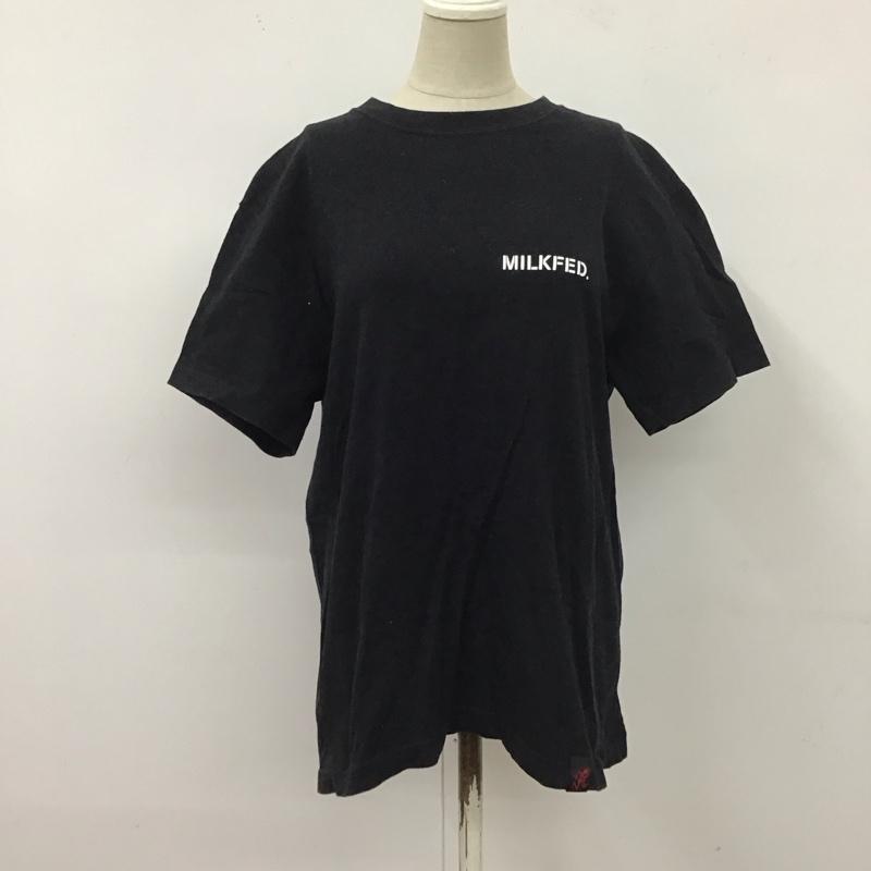 ミルクフェド MILKFED. Tシャツ 半袖 半袖カットソー プリントTシャツ クルーネックカットソー M ロゴ、文字 黒 / ブラック /  レディース USED 古着 中古 10126500
