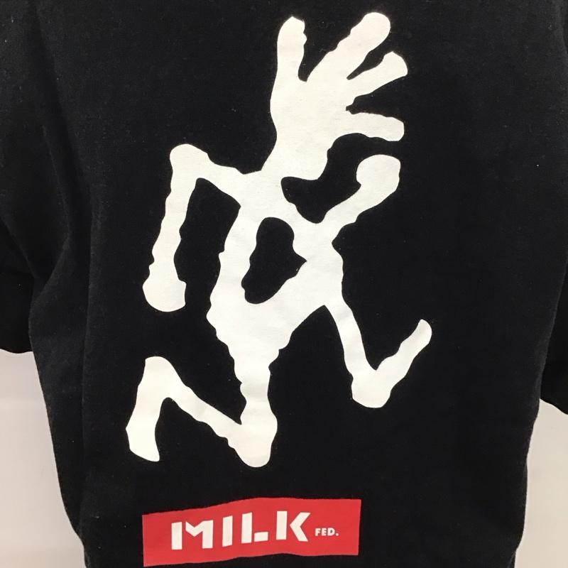 ミルクフェド MILKFED. Tシャツ 半袖 半袖カットソー プリントTシャツ クルーネックカットソー M ロゴ、文字 黒 / ブラック /  レディース USED 古着 中古 10126500