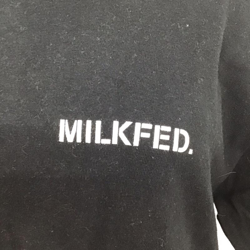 ミルクフェド MILKFED. Tシャツ 半袖 半袖カットソー プリントTシャツ クルーネックカットソー M ロゴ、文字 黒 / ブラック /  レディース USED 古着 中古 10126500