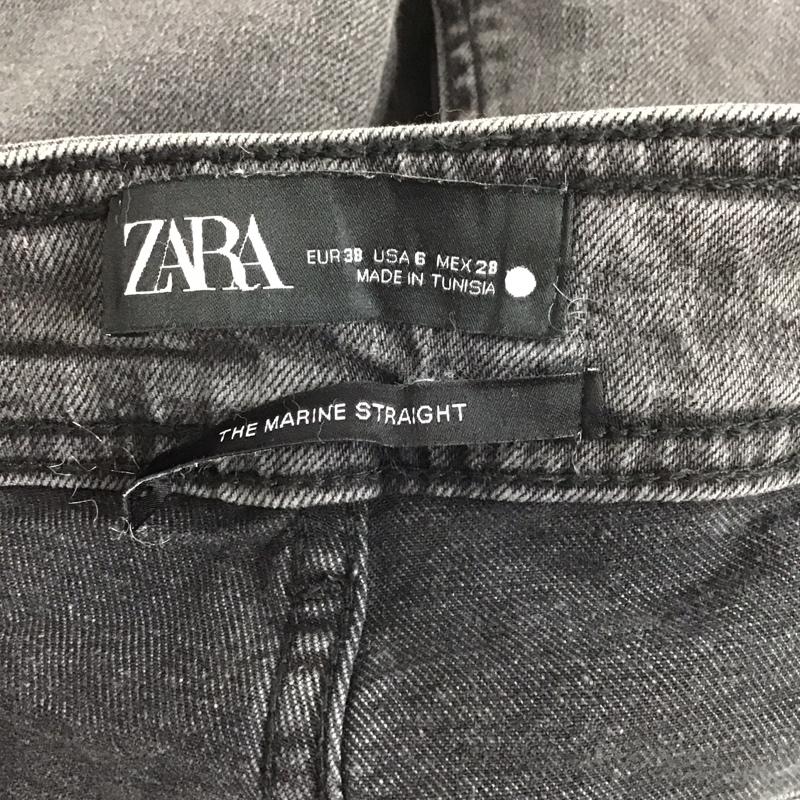 ザラ ZARA パンツ デニム、ジーンズ デニムパンツ ワイドパンツ カジュアルパンツ ストレッチパンツ 38 無地 黒 / ブラック /  レディース USED 古着 中古 10126505