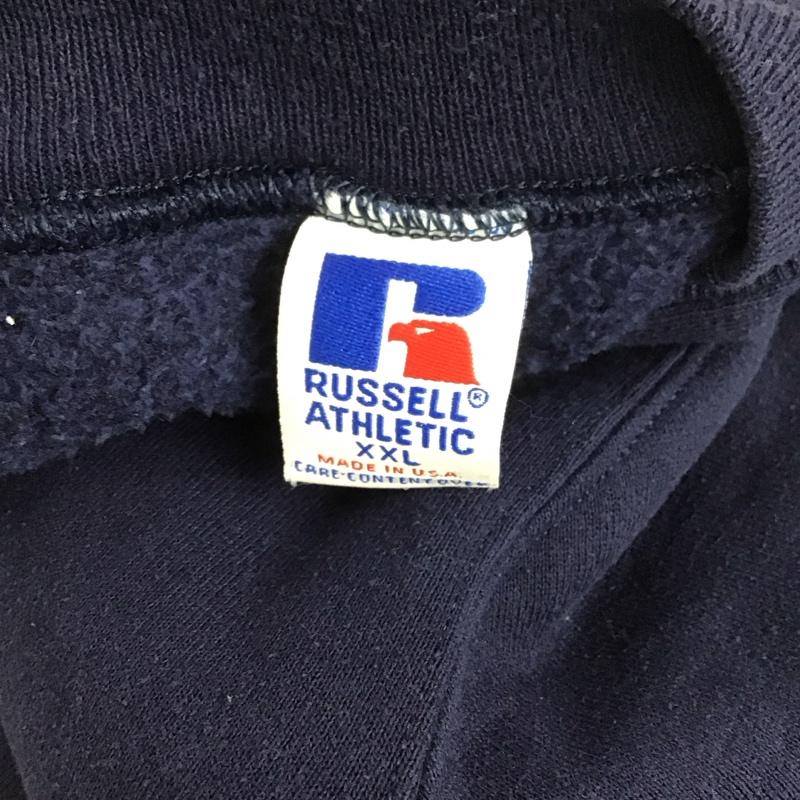 ラッセルアスレティック Russell Athletic トレーナー 長袖 長袖トレーナー スウェット クルーネック プルオーバー XXL ロゴ、文字 紺 / ネイビー /  メンズ USED 古着 中古 10126509