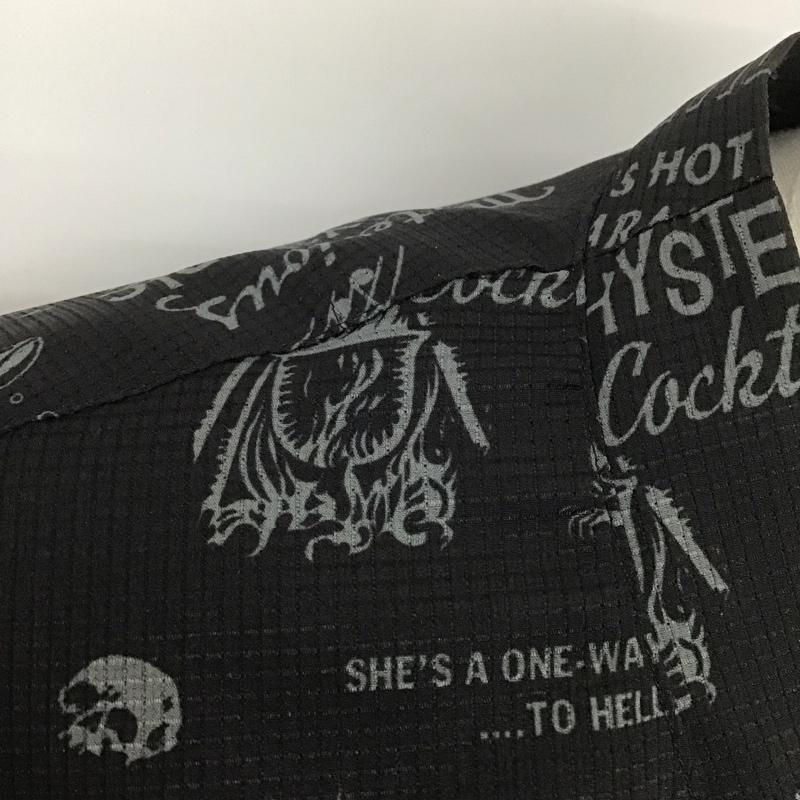 ヒステリックグラマー HYSTERIC GLAMOUR カーディガン 長袖 長袖シャツ カーディガン ノーカラー 前ボタン S プリント 黒 / ブラック /  メンズ USED 古着 中古 10126536