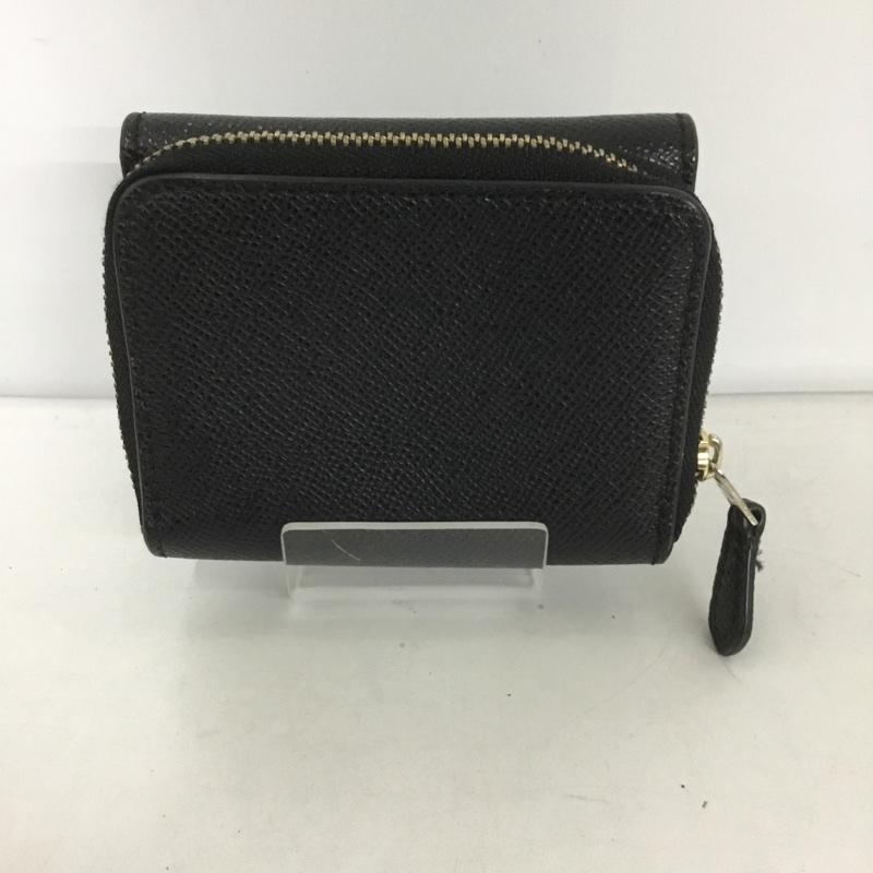 コーチ COACH 財布 コンパクト財布 三つ折り ラウンドジップ ロゴ、文字 黒 / ブラック /  レディース USED 古着 中古 10126583