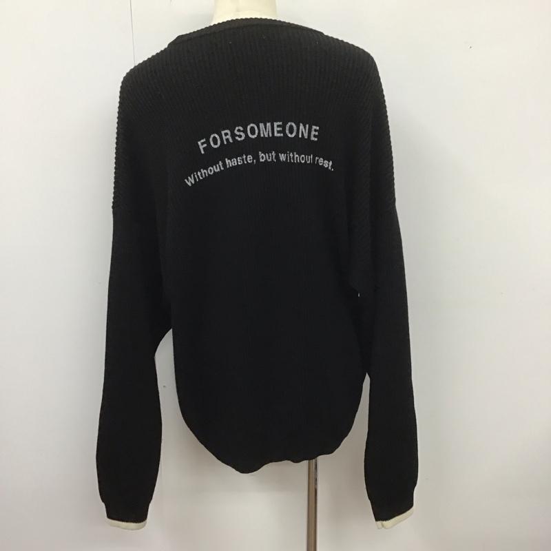 フォーサムワン FORSOMEONE ニット、セーター 長袖 長袖ニットカットソー クルーネック セーター ロゴ、文字 黒 / ブラック /  メンズ USED 古着 中古 10126598