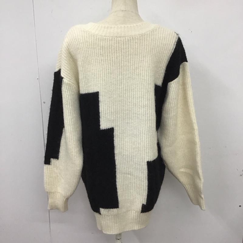 チコ CHICO ニット、セーター 長袖 FREE  白 / ホワイト / X 黒 / ブラック /  レディース USED 古着 中古 10126601