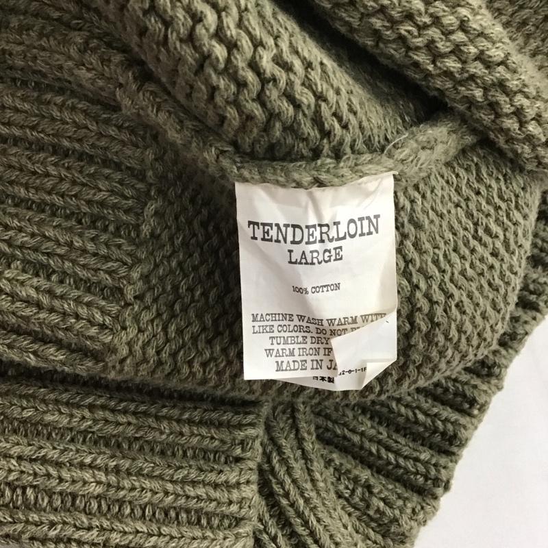 テンダーロイン TENDERLOIN ニット、セーター 長袖 長袖ニットカットソー クルーネック セーター L 無地 カーキ / カーキ /  メンズ USED 古着 中古 10126608