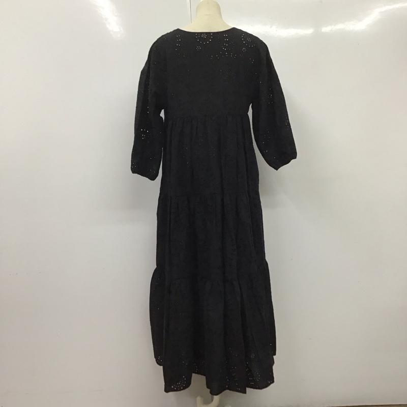 ニコアンド niko and... ワンピース ロングスカート S212IH41SM カットワークカシュフウワンピース M 無地 黒 / ブラック /  レディース USED 古着 中古 10126613