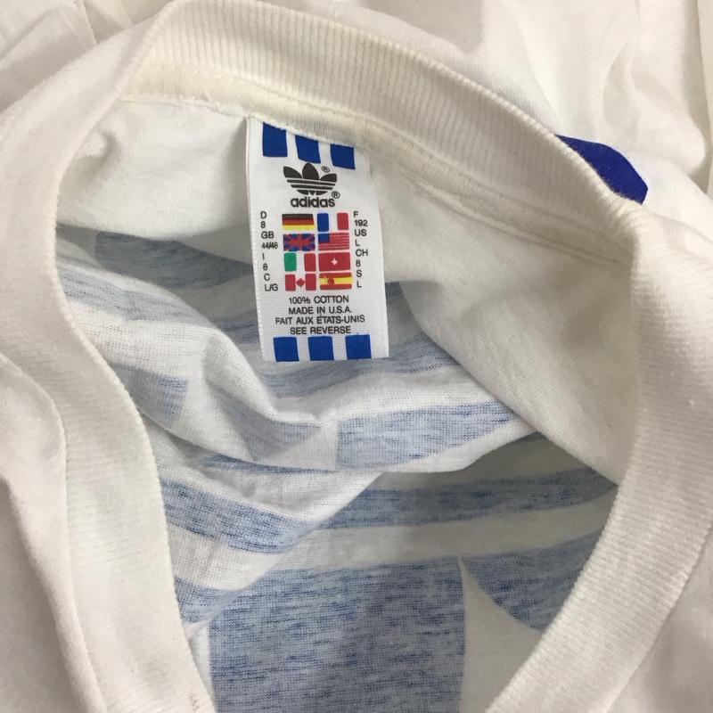 アディダス adidas Tシャツ 半袖 半袖カットソー プリントTシャツ クルーネックカットソー 80s L プリント 白 / ホワイト /  メンズ USED 古着 中古 10126665