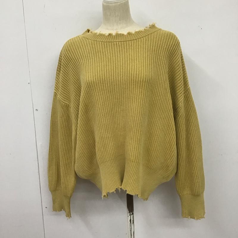 ジーナシス JEANASIS ニット、セーター 長袖 JS063066TP ダメージ加工 リブニット FREE 無地 マスタード / マスタード /  レディース USED 古着 中古 10126670