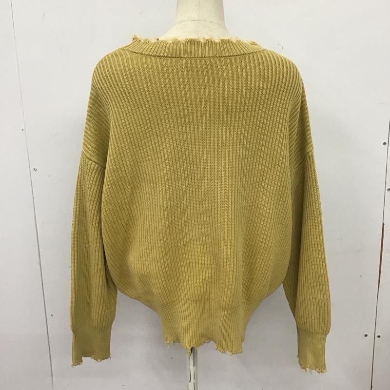 ジーナシス JEANASIS ニット、セーター 長袖 JS063066TP ダメージ加工 リブニット FREE 無地 マスタード / マスタード /  レディース USED 古着 中古 10126670