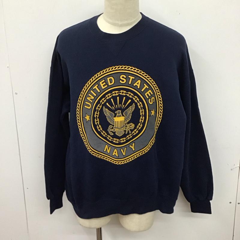 ソフィー SOFFE トレーナー 長袖 XL プリント 紺 / ネイビー /  メンズ USED 古着 中古 10126700