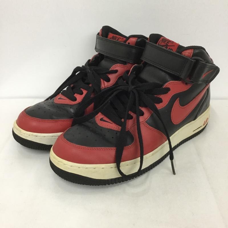 ナイキ NIKE スニーカー スニーカー 306352 063 AIR FORCE 1 MID 26cm 26.0cm ロゴ、文字 黒 / ブラック / X 赤 / レッド /  メンズ USED 古着 中古 10126703