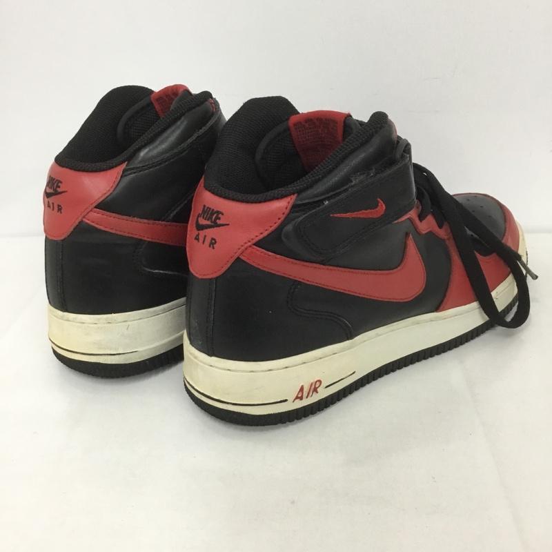 ナイキ NIKE スニーカー スニーカー 306352 063 AIR FORCE 1 MID 26cm 26.0cm ロゴ、文字 黒 / ブラック / X 赤 / レッド /  メンズ USED 古着 中古 10126703