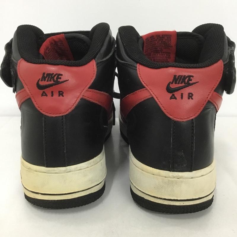 ナイキ NIKE スニーカー スニーカー 306352 063 AIR FORCE 1 MID 26cm 26.0cm ロゴ、文字 黒 / ブラック / X 赤 / レッド /  メンズ USED 古着 中古 10126703