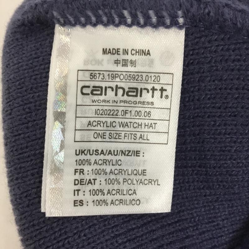 カーハート Carhartt 帽子 ニット帽 I020222 ACRYLIC WATCH HAT ロゴ、文字 青 / ブルー /  メンズ USED 古着 中古 10126705