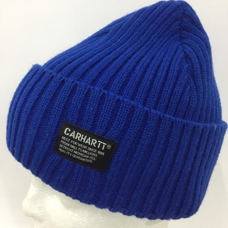 カーハート Carhartt 帽子 ニット帽 NEW ERA ニットキャップ ミリタリーウォッチニット ロゴ、文字 青 / ブルー /  メンズ USED 古着 中古 10126707