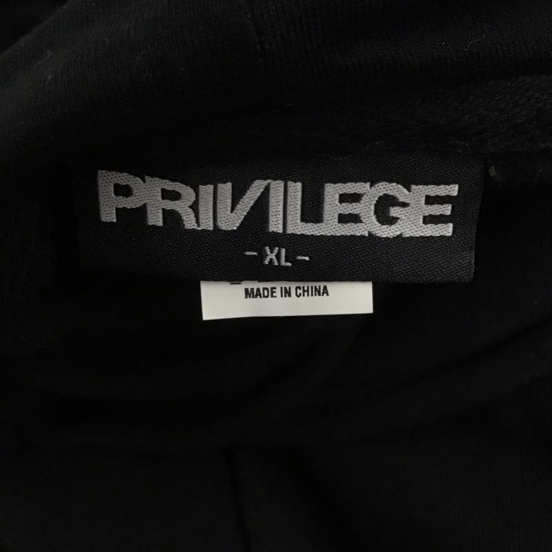 プリビレッジ PRIVILEGE パーカー 長袖 長袖パーカー プルオーバーパーカー スウェット XL ロゴ、文字 黒 / ブラック /  メンズ USED 古着 中古 10126729