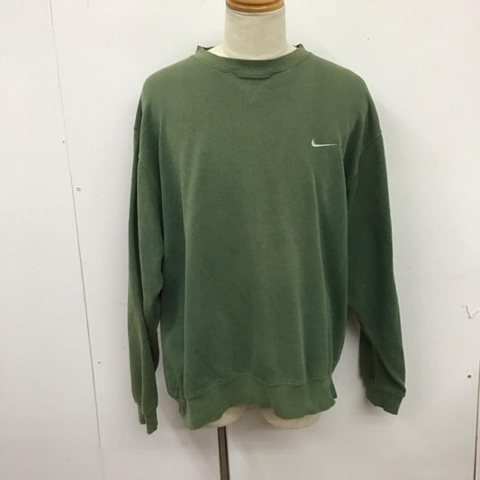 ナイキ NIKE トレーナー 長袖 長袖トレーナー スウェット クルーネック プルオーバー 00s フェード XL ロゴ、文字 カーキ / カーキ /  メンズ USED 古着 中古 10126736