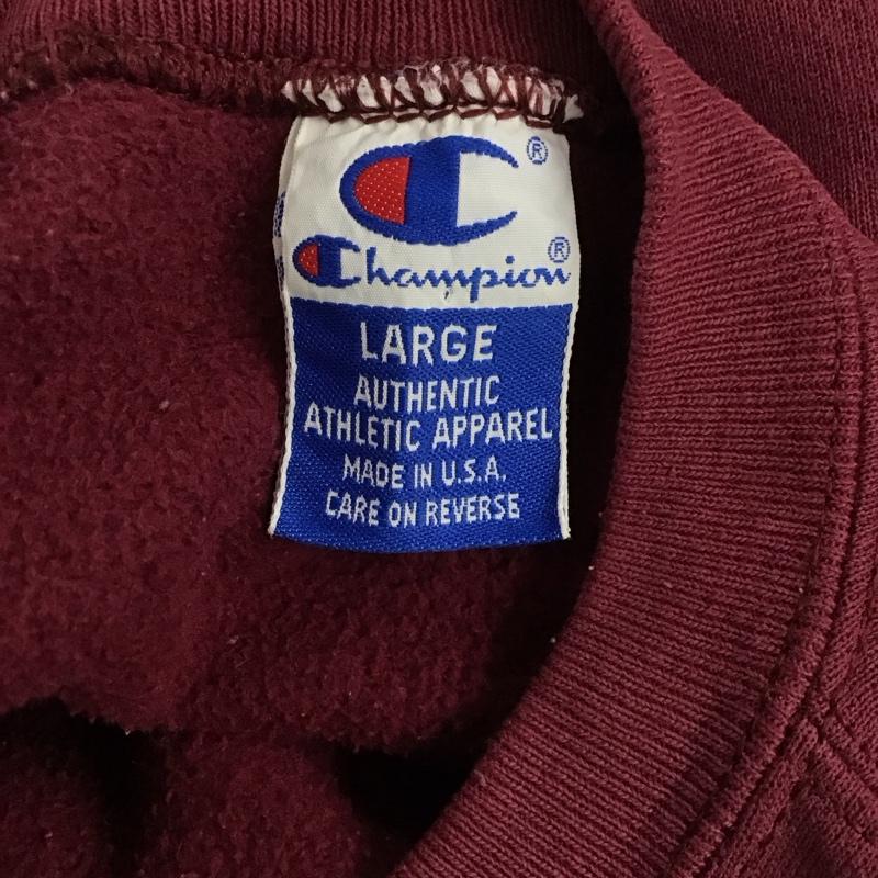 チャンピオン Champion トレーナー 長袖 長袖トレーナー スウェット クルーネック プルオーバー L ロゴ、文字 えんじ / ワインレッド /  メンズ USED 古着 中古 10126747