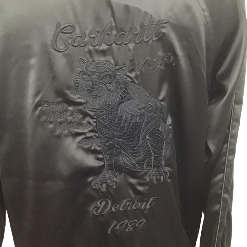 カーハート Carhartt ジャケット、上着 ジャケット、ブレザー ジップアップジャケット スカジャン ラグラン アウター M ロゴ、文字 黒 / ブラック /  メンズ USED 古着 中古 10126753