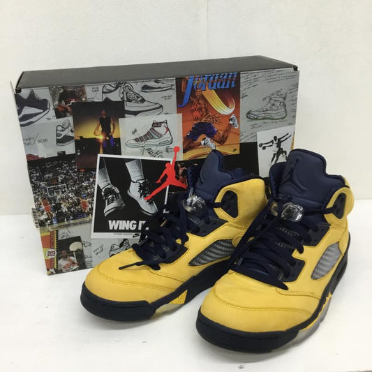 ナイキ NIKE スニーカー スニーカー CQ9541-704 AIR JORDAN 5 RETRO SE 26.5cm 無地 黄 / イエロー / X 紺 / ネイビー /  メンズ USED 古着 中古 10126766
