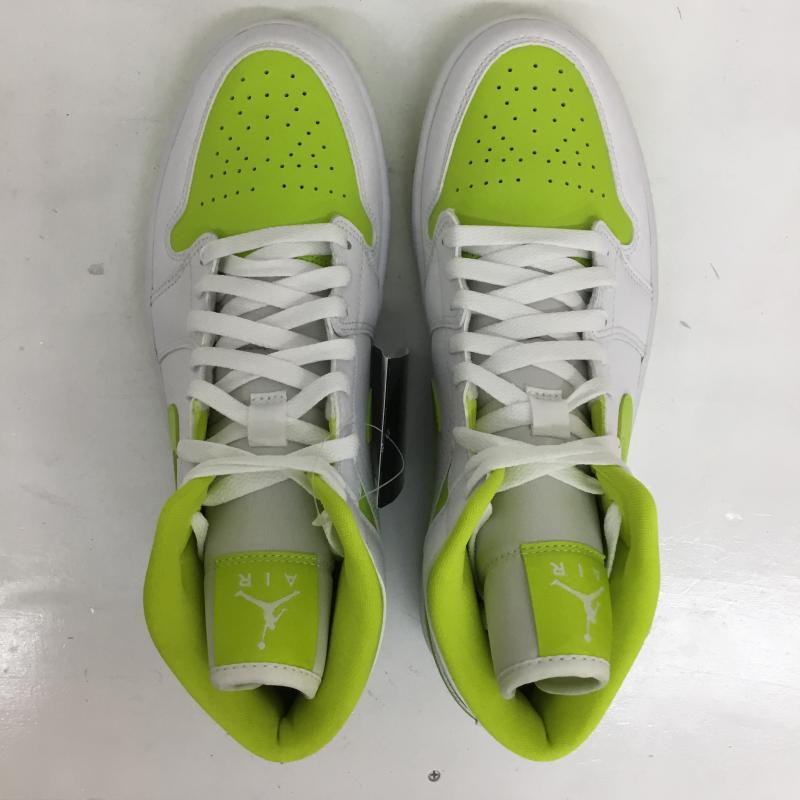 ナイキ NIKE スニーカー スニーカー BQ6472-131 WMNS AIR JORDAN 1 MID 27.5cm 無地 白 / ホワイト / X 黄緑 / イエローグリーン /  メンズ USED 古着 中古 10126773