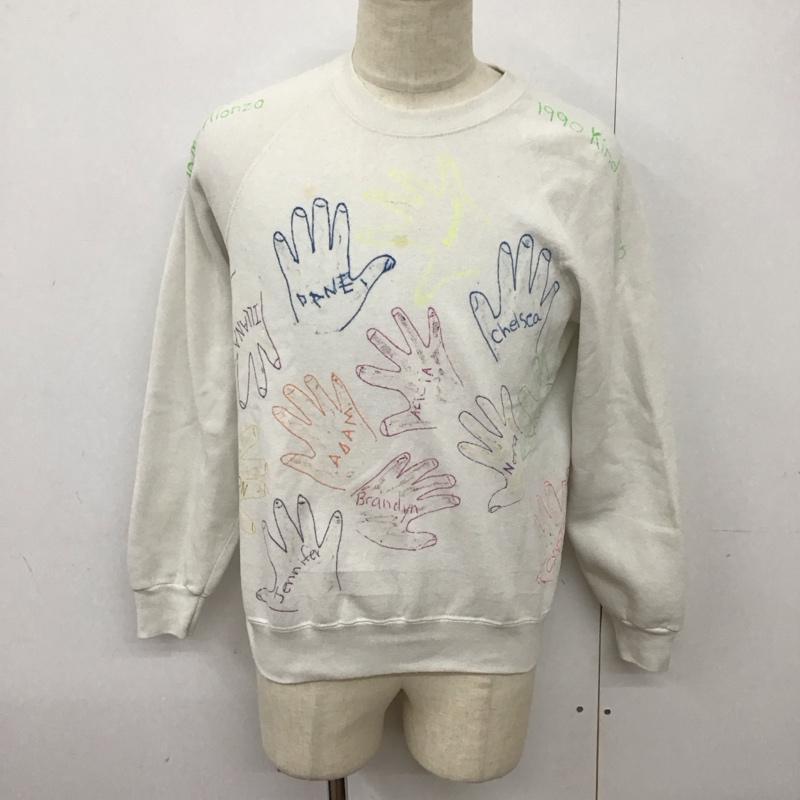 古着 USED トレーナー 長袖 長袖トレーナー スウェット クルーネック プルオーバー 古着 80s 90s usa製 L プリント 白 / ホワイト /  メンズ USED 古着 中古 10126781