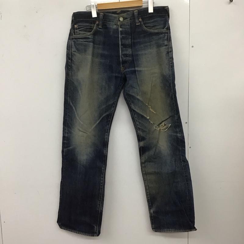 エヴィス EVISU パンツ デニム、ジーンズ デニムパンツ ワイドパンツ カジュアルパンツ 34 ダメージ加工 インディゴ / インディゴ /  メンズ USED 古着 中古 10126830