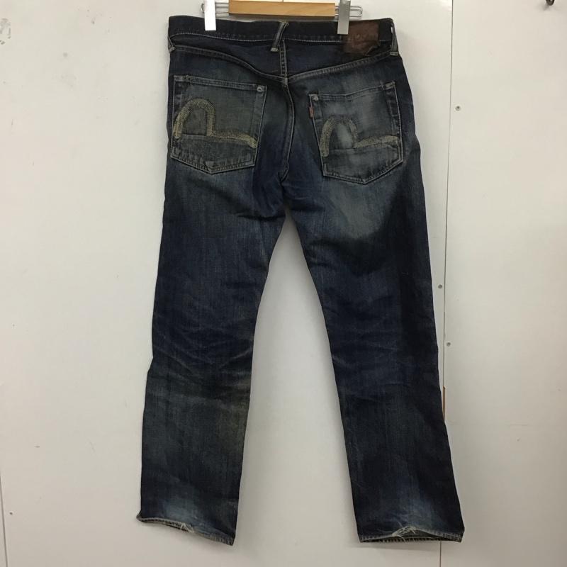 エヴィス EVISU パンツ デニム、ジーンズ デニムパンツ ワイドパンツ カジュアルパンツ 34 ダメージ加工 インディゴ / インディゴ /  メンズ USED 古着 中古 10126830