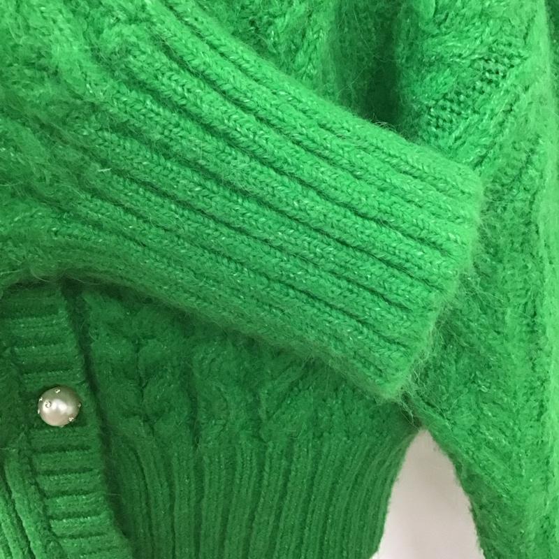 ザラ ZARA カーディガン 長袖 長袖カーディガン 前ボタン ニットカーディガン L 無地 緑 / グリーン /  レディース USED 古着 中古 10126853