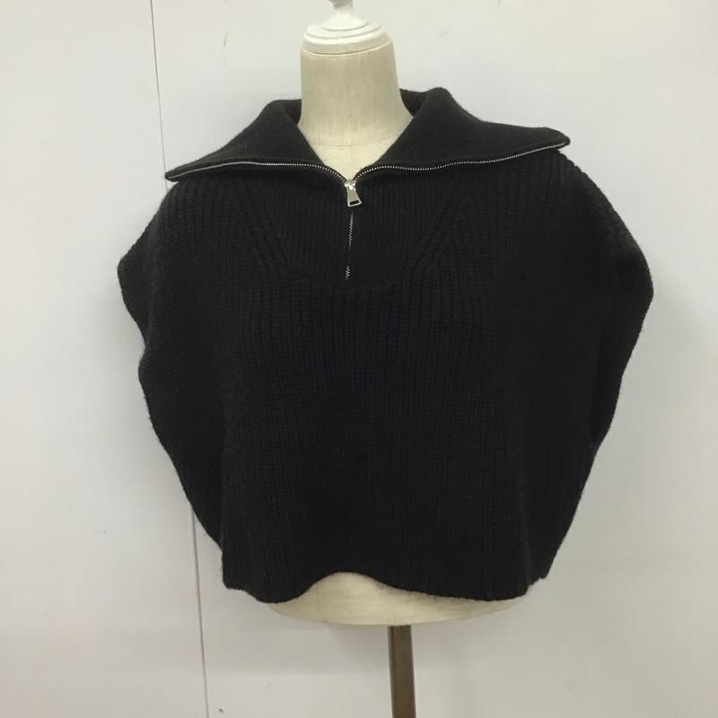 ザラ ZARA ベスト ベスト ニットベスト ノースリーブカットソー ジップアップネック S 無地 黒 / ブラック /  レディース USED 古着 中古 10126855