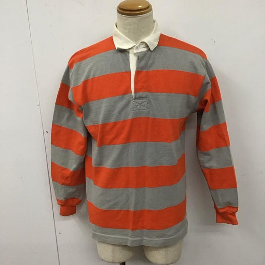 古着 USED カットソー 長袖 長袖カットソー 長袖ポロシャツ カラーシャツ S ボーダー柄 灰 / グレー / X 橙 / オレンジ /  メンズ USED 古着 中古 10126866