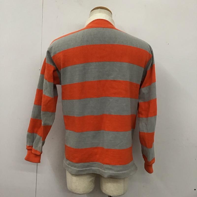 古着 USED カットソー 長袖 長袖カットソー 長袖ポロシャツ カラーシャツ S ボーダー柄 灰 / グレー / X 橙 / オレンジ /  メンズ USED 古着 中古 10126866