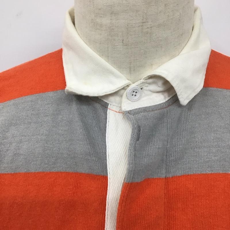 古着 USED カットソー 長袖 長袖カットソー 長袖ポロシャツ カラーシャツ S ボーダー柄 灰 / グレー / X 橙 / オレンジ /  メンズ USED 古着 中古 10126866