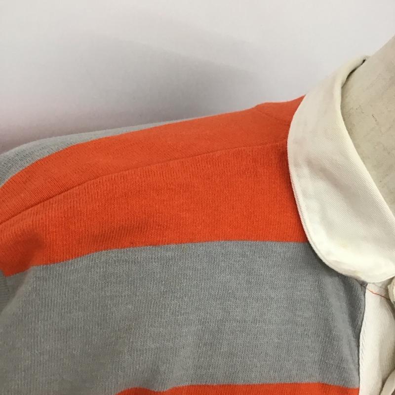 古着 USED カットソー 長袖 長袖カットソー 長袖ポロシャツ カラーシャツ S ボーダー柄 灰 / グレー / X 橙 / オレンジ /  メンズ USED 古着 中古 10126866